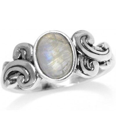 8X6mm Natural Oval Shape Moonstone 925 Sterling Silver Victorian Style Ring $13.56 Rings