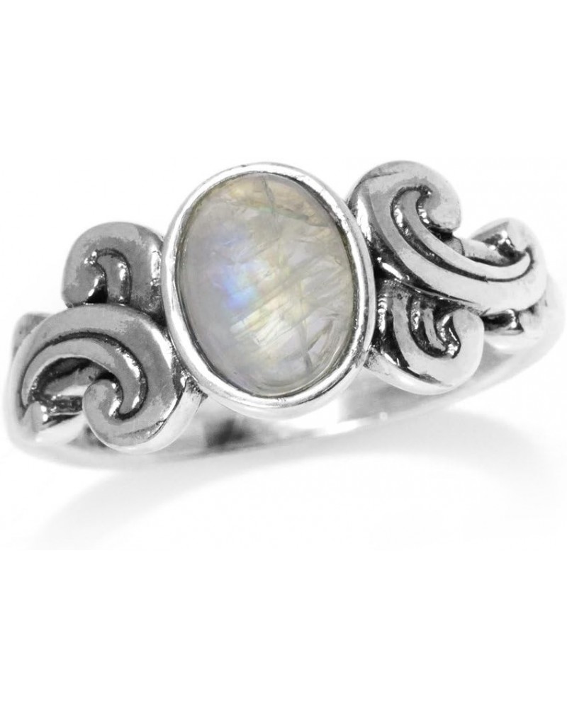 8X6mm Natural Oval Shape Moonstone 925 Sterling Silver Victorian Style Ring $13.56 Rings