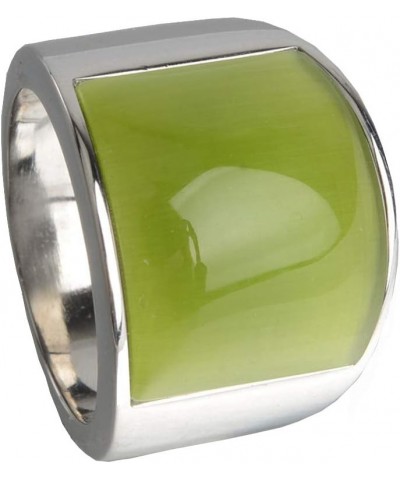 Unisex Stainless Steel Big Agate Stone Crystal Ring Silver/Gold Tone Silver-Grass Green $9.60 Rings