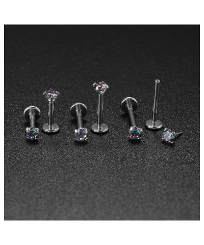 20G 18G 16G Threadless Push in Lip Ring Stainless Steel 3mm Clear CZ Stud Top 6mm 8mm 10mm Labret Tragus Nose Cartilage Daith...