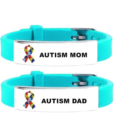 Autism Mom and Dad Bracelet for Unisex,Autism Awareness Bracelets Adjust Silicone Rainbow Ribbon Wristbands Autism Awareness ...