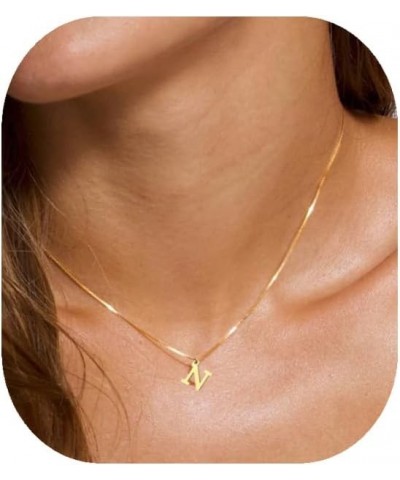 Initial Necklaces for Women Girls, Dainty Gold Necklace for women Trendy A-Z Initial Necklace Gold Chain Necklace Herringbone...