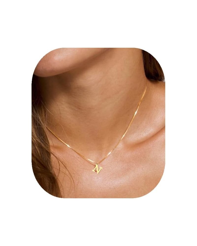 Initial Necklaces for Women Girls, Dainty Gold Necklace for women Trendy A-Z Initial Necklace Gold Chain Necklace Herringbone...