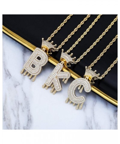 Initial Necklaces for Women 18K Plated Gold Initial Necklace for Men Silver Iced Out Diamond Name Letter Necklace Gold Q 24.0...