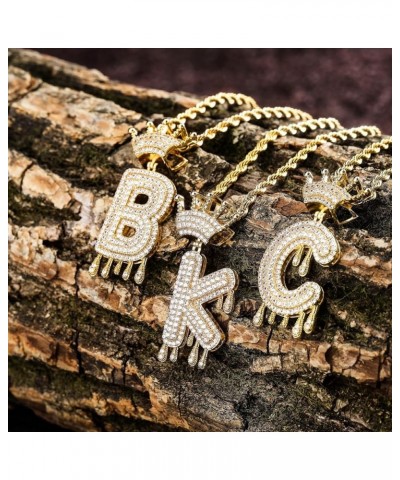 Initial Necklaces for Women 18K Plated Gold Initial Necklace for Men Silver Iced Out Diamond Name Letter Necklace Gold Q 24.0...