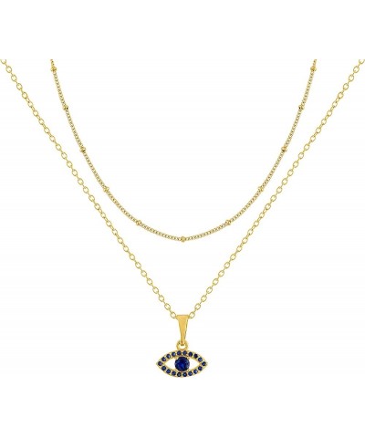 18K Gold Plated Dainty Layered Choker Necklace for Women Blue Evil Eye $16.10 Necklaces