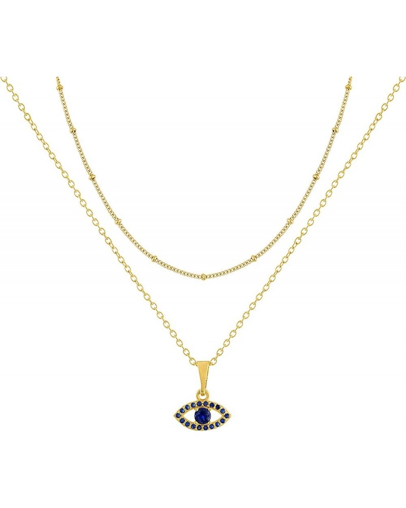 18K Gold Plated Dainty Layered Choker Necklace for Women Blue Evil Eye $16.10 Necklaces