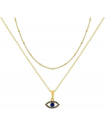 18K Gold Plated Dainty Layered Choker Necklace for Women Blue Evil Eye $16.10 Necklaces