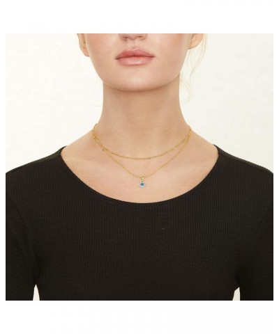 18K Gold Plated Dainty Layered Choker Necklace for Women Blue Evil Eye $16.10 Necklaces