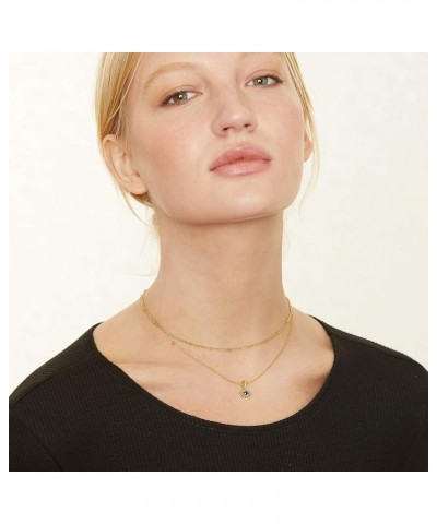 18K Gold Plated Dainty Layered Choker Necklace for Women Blue Evil Eye $16.10 Necklaces