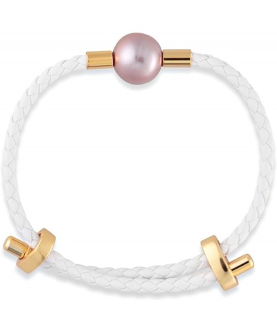 Single Pearl Bracelet on Vegan Leather Pink Pearl on White Bracelet $32.40 Bracelets