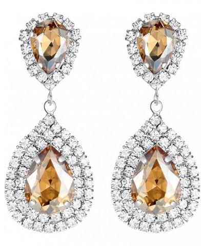 Clear/Gold Teardrop Austrian Crystal Bridal Dangle Earring B-gold $9.34 Earrings