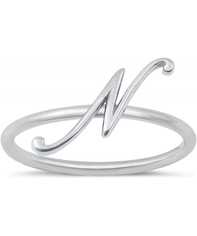 Initial Letter Cursive Plain Ring 925 Sterling Silver 9mm Size 4-10 N $10.29 Rings