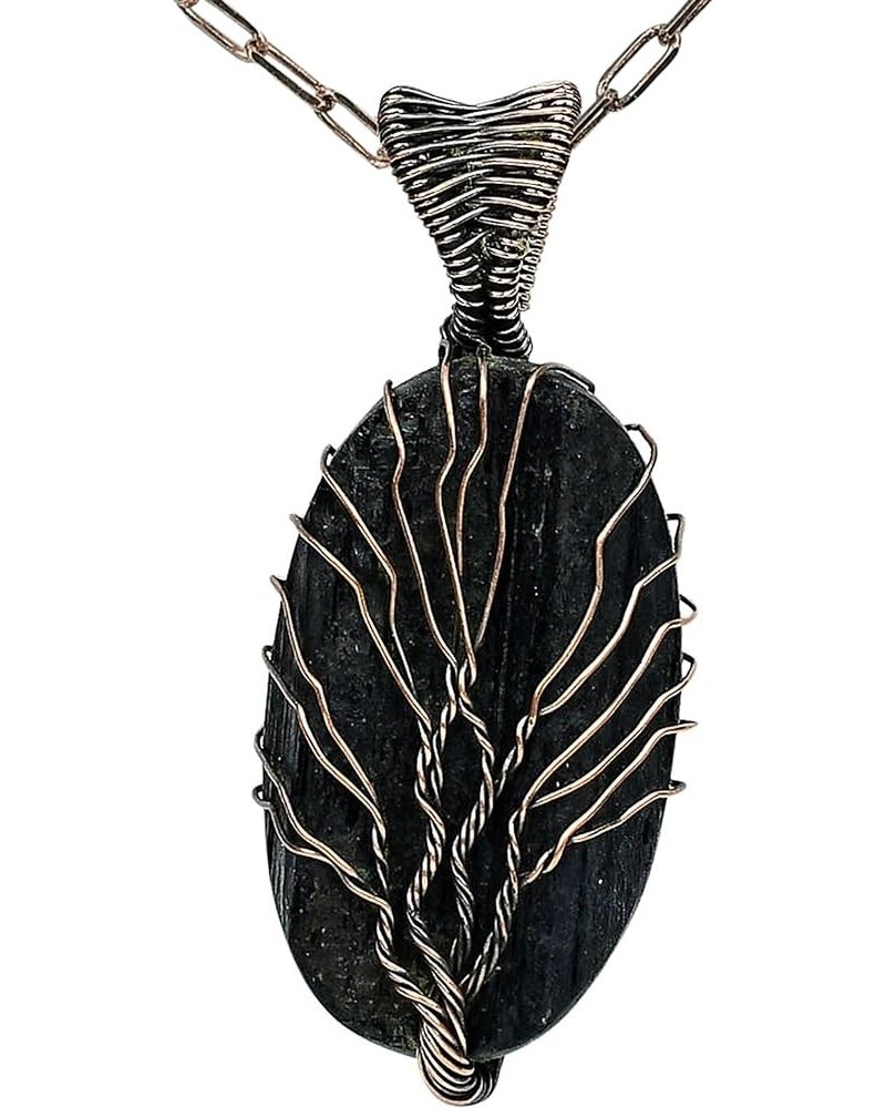 Tree Of Life Copper Wire Hand Wrapped Handmade Gemstone Pendant Necklace Black Tourmaline $18.89 Necklaces