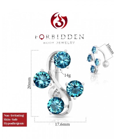 Surgical Steel Reverse Mount Sexy Aqua Gemmed Vine Belly Button Ring $11.19 Body Jewelry