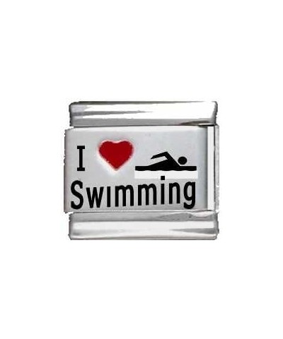 I Heart Swimming Red Heart Laser Italian Charm $8.57 Bracelets