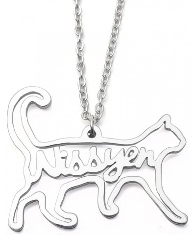 Personalized Name Necklace Cat Pendant Necklace Customized Jewelry with Name Animal Memorial Gift for Women Girls Mother $10....