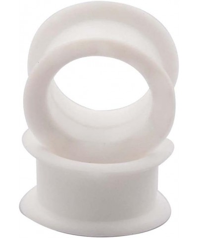 Pair 1-1/2" (38MM) WHITE SILICONE EYELET TUNNELS Double Flare Gauges Thin Soft Flexible Flesh Plugs (2pcs) $6.88 Body Jewelry