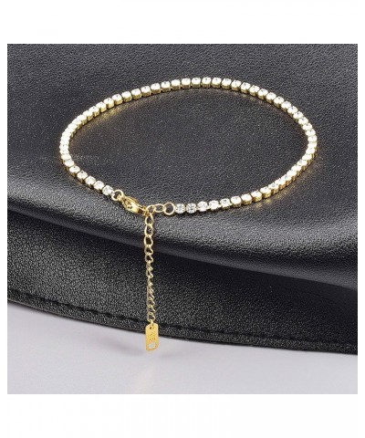 Dainty Link Tennis Austrian Crystals Anklet for Women Titanium Steel 18K Gold Plated Layared Anklet Chain for Women Gift Adju...