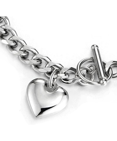 Womens Stainless Steel Rolo Chain Bracelet with Dangling Puff Heart, High Polished E-Metal Color: Silver-02 $11.87 Bracelets