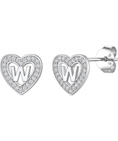 925 Sterling Silver Initial Heart Earrings, Dainty Cubic Zirconia Letter Stud Earrings for Women Girls (with Gift Box) W $8.6...