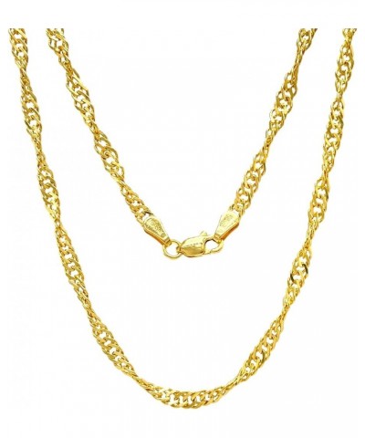 10K and 14K Real Gold Singapore Necklace - 2.45mm 3.1mm 4.8mm Diamond Cut Twisted Chain Necklace - Dainty Yellow Gold Chain F...