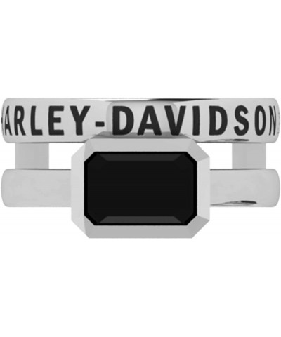 Harley-Davidson Women's Double Rectangle Rhinestone Ring Set - Sterling Silver 8 $49.18 Rings