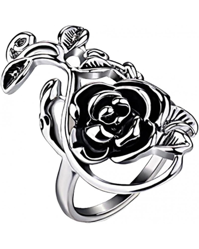 Gothic Women's Rose Flower Vine Alloy Enamel Finger Ring Cosplay Jewelry Gift Silver 19mm $3.13 Rings