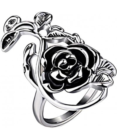 Gothic Women's Rose Flower Vine Alloy Enamel Finger Ring Cosplay Jewelry Gift Silver 19mm $3.13 Rings