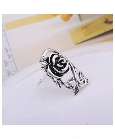 Gothic Women's Rose Flower Vine Alloy Enamel Finger Ring Cosplay Jewelry Gift Silver 19mm $3.13 Rings