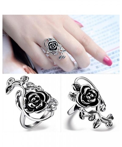 Gothic Women's Rose Flower Vine Alloy Enamel Finger Ring Cosplay Jewelry Gift Silver 19mm $3.13 Rings