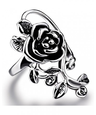 Gothic Women's Rose Flower Vine Alloy Enamel Finger Ring Cosplay Jewelry Gift Silver 19mm $3.13 Rings