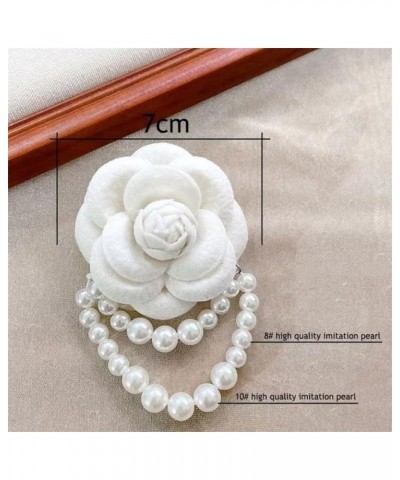 Dainty Camellia Flower Brooch Pins with Pearl Tassel for Women Girls Vintage Classic Flower Pearl Pins Shawl Clips Prom Weddi...