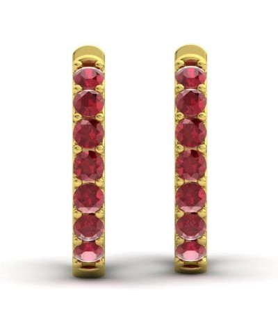 Natural and Certified Gemstone Huggies Earrings in 14K White Gold | 0.30 Carat Earrings for Women Yellow Gold Ruby $191.76 Ea...