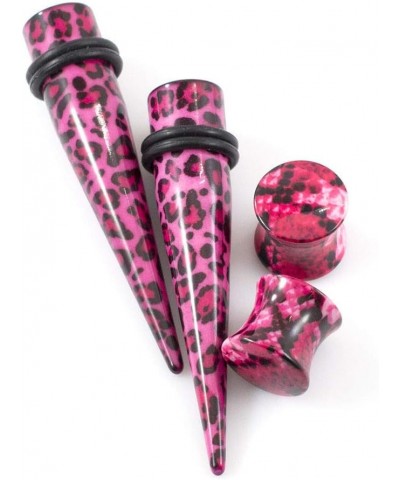 Ear Plugs And Tapers stretching kit from 8g to 5/8 Inch Pink and Black Leopard Print with O rings 1/2 Inch (13 mm) $8.51 Body...