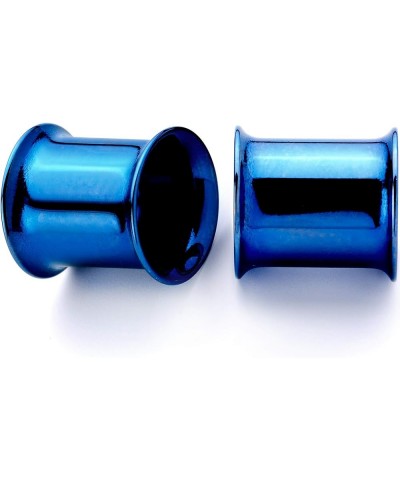 2Pc Blue Anodized Steel Double Flare Tunnel Ear Gauge Plugs Set of 2 0 Gauge (8mm) $14.30 Body Jewelry