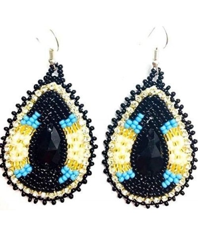 Handmade Glass Seed Beaded Teardrop Earrings Cream $9.66 Earrings