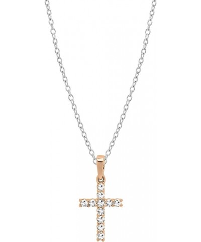 Round White Diamond Classic Divine Cross of Jesus Pendant with 18 inch Chain for Women (Color I-J, Clarity I1-I3) in Gold 14K...