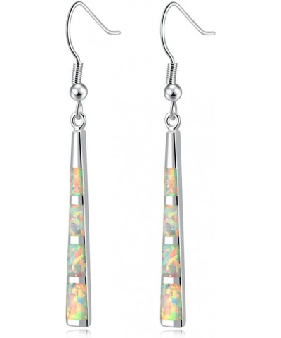 Dangle Earring-Opal Drop Earrings Silver Plated or Gold Plated Dangle Bar Earrings Opal Jewelry for Women Gems Earrings 2 1/8...