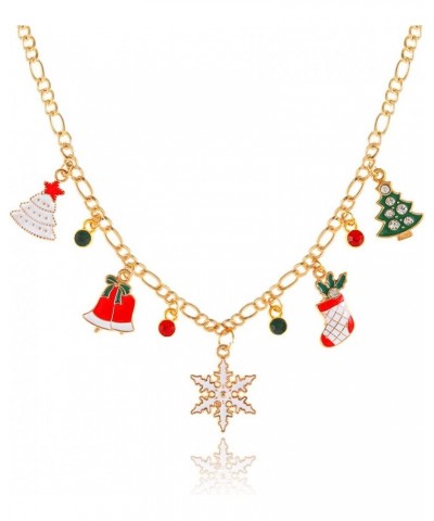 Christmas Snowflake Necklaces Tree Pendant Necklace Gold Neck Chain Xmas Necklace Gift for Women $6.46 Necklaces