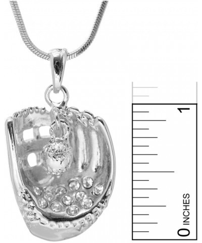 Silver Plated Hanging Softball with Baseball Glove Necklace $8.15 Necklaces