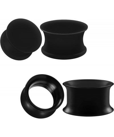 2 Pairs Silicone Black Double Flared Saddle Piercing Jewelry Stretcher Ear Plugs Earring Lobe Flesh Tunnel Gauges A06 6Pcs 5/...