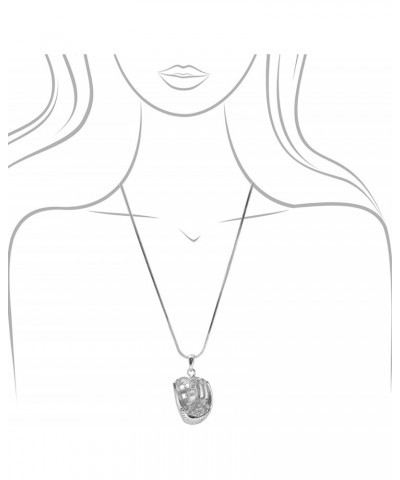 Silver Plated Hanging Softball with Baseball Glove Necklace $8.15 Necklaces