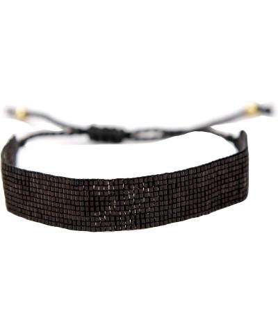 Miyuki Bugle Bead Bracelet for Women Black $8.58 Bracelets