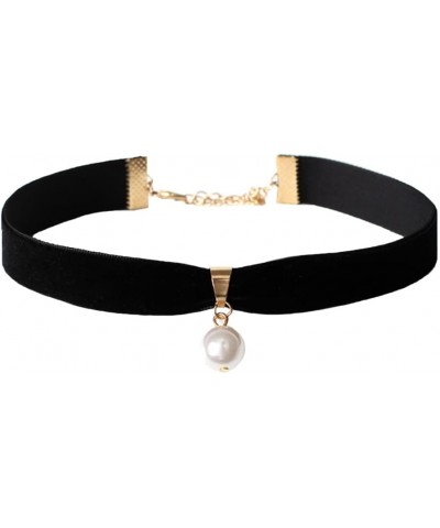 Pearl Choker Necklace Adjustable Black Collar Necklaces for Women and Girls NK130 (A-Pearl) $8.99 Necklaces