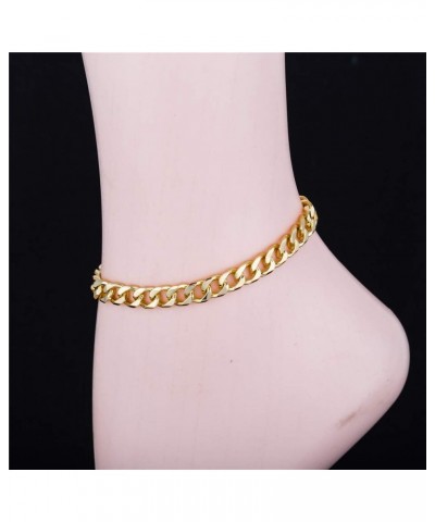 7mm Gold Cuban Link Anklet for Women Men, 14K Gold / 18K Gold/Silver Plated Curb Link Chain Ankle Bracelet for Women Men 14K-...