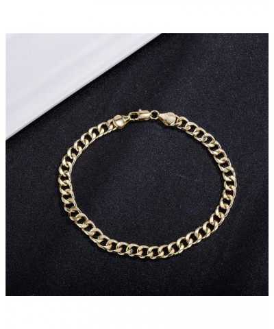 7mm Gold Cuban Link Anklet for Women Men, 14K Gold / 18K Gold/Silver Plated Curb Link Chain Ankle Bracelet for Women Men 14K-...