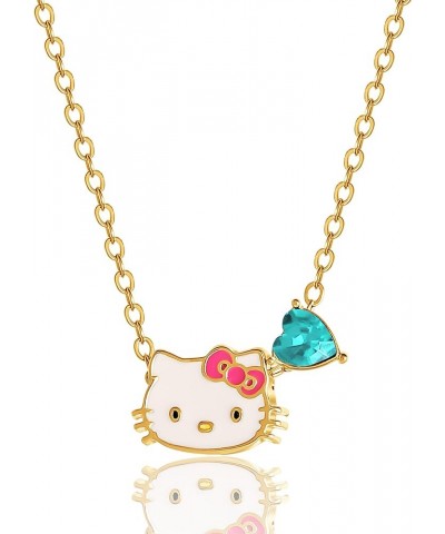 Sanrio Womens Crystal Birthstone Necklace 16 + 2'', 18kt Yellow Gold Flash Plated Necklace Official License March-Aquamarine ...