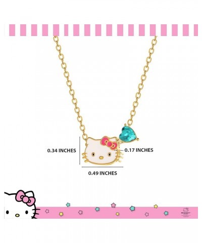 Sanrio Womens Crystal Birthstone Necklace 16 + 2'', 18kt Yellow Gold Flash Plated Necklace Official License March-Aquamarine ...