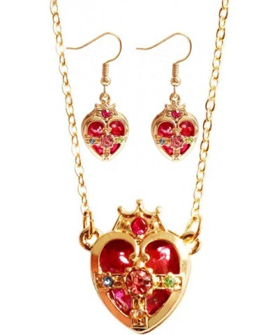 Lovely Guardian Star Jewelry Set - Anime Cosplay Necklace and Earrings for Women Girls - Hot Pink Crystal Jewelry Crown $7.07...